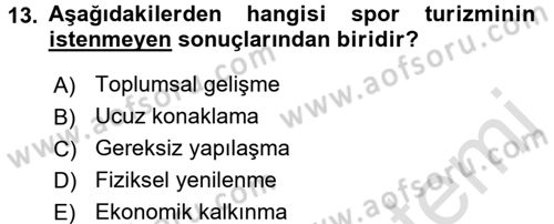 Turizm Sosyolojisi Dersi Ara Sınavı Deneme Sınav Soruları 13. Soru
