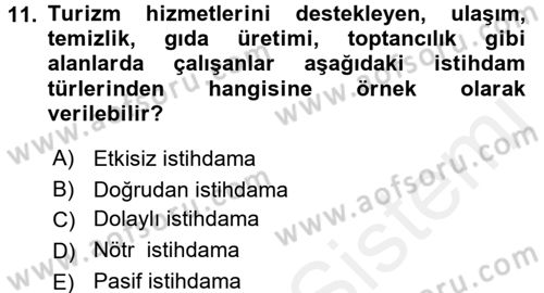 Turizm Sosyolojisi Dersi 2016 - 2017 Yılı (Final) Dönem Sonu Sınav Soruları 11. Soru
