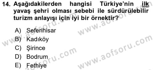 Turizm Sosyolojisi Dersi 2016 - 2017 Yılı (Final) Dönem Sonu Sınav Soruları 14. Soru