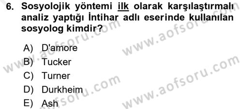 Turizm Sosyolojisi Dersi 2016 - 2017 Yılı (Final) Dönem Sonu Sınav Soruları 6. Soru