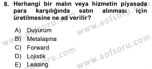 Turizm Sosyolojisi Dersi 2017 - 2018 Yılı 3 Ders Sınav Soruları 8. Soru