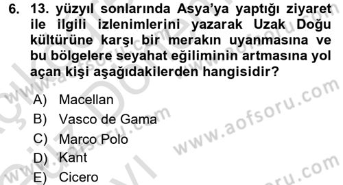 Turizm Sosyolojisi Dersi 2017 - 2018 Yılı (Vize) Ara Sınav Soruları 6. Soru