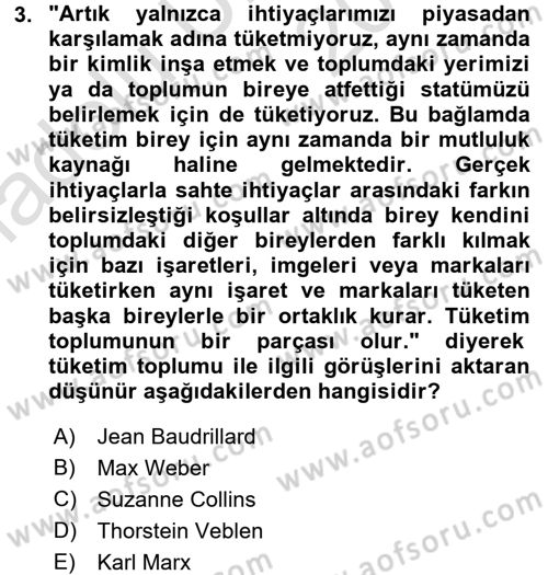 Turizm Sosyolojisi Dersi 2018 - 2019 Yılı 3 Ders Sınav Soruları 3. Soru