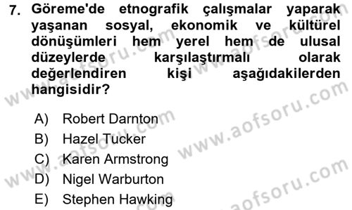 Turizm Sosyolojisi Dersi 2018 - 2019 Yılı 3 Ders Sınav Soruları 7. Soru