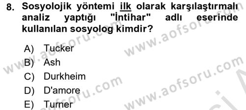 Turizm Sosyolojisi Dersi 2018 - 2019 Yılı 3 Ders Sınav Soruları 8. Soru