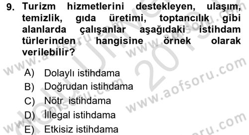 Turizm Sosyolojisi Dersi 2018 - 2019 Yılı 3 Ders Sınav Soruları 9. Soru
