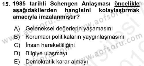 Turizm Sosyolojisi Dersi 2018 - 2019 Yılı (Final) Dönem Sonu Sınav Soruları 15. Soru
