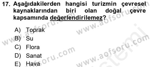 Turizm Sosyolojisi Dersi 2018 - 2019 Yılı (Final) Dönem Sonu Sınav Soruları 17. Soru