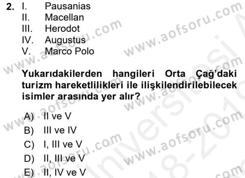 Turizm Sosyolojisi Dersi 2018 - 2019 Yılı (Final) Dönem Sonu Sınav Soruları 2. Soru