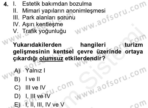 Turizm Sosyolojisi Dersi 2018 - 2019 Yılı (Final) Dönem Sonu Sınav Soruları 4. Soru