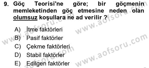 Turizm Sosyolojisi Dersi 2018 - 2019 Yılı (Final) Dönem Sonu Sınav Soruları 9. Soru