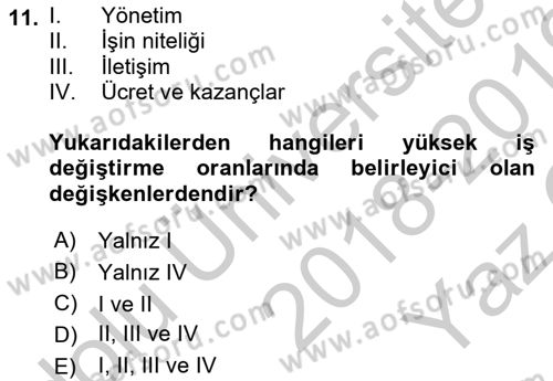 Turizm Sosyolojisi Dersi 2018 - 2019 Yılı Yaz Okulu Sınav Soruları 11. Soru