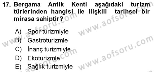 Turizm Sosyolojisi Dersi 2018 - 2019 Yılı Yaz Okulu Sınav Soruları 17. Soru