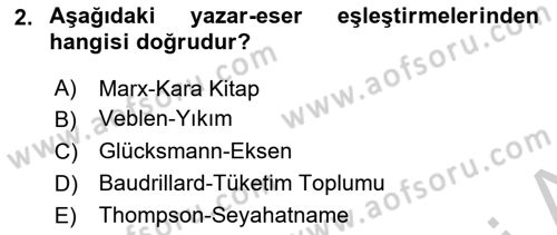 Turizm Sosyolojisi Dersi 2018 - 2019 Yılı Yaz Okulu Sınav Soruları 2. Soru