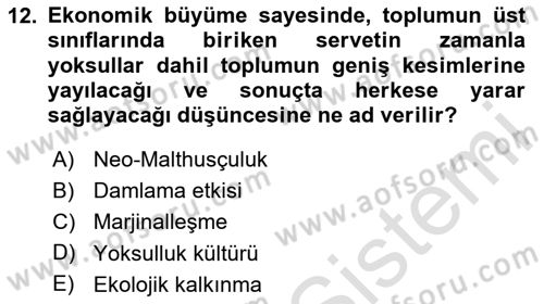 Turizm Sosyolojisi Dersi 2020 - 2021 Yılı Yaz Okulu Sınav Soruları 12. Soru