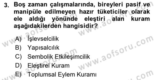Turizm Sosyolojisi Dersi 2020 - 2021 Yılı Yaz Okulu Sınav Soruları 3. Soru