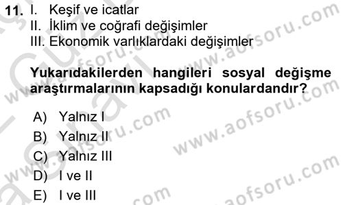 Turizm Sosyolojisi Dersi Ara Sınavı Deneme Sınav Soruları 11. Soru