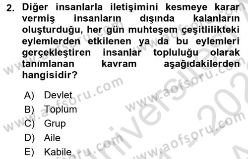 Turizm Sosyolojisi Dersi 2021 - 2022 Yılı (Vize) Ara Sınavı 2. Soru