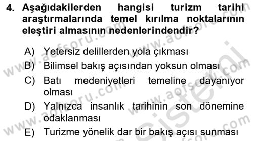 Turizm Sosyolojisi Dersi Ara Sınavı Deneme Sınav Soruları 4. Soru