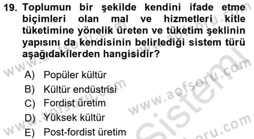 Turizm Sosyolojisi Dersi 2021 - 2022 Yılı (Final) Dönem Sonu Sınav Soruları 19. Soru