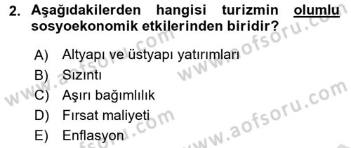 Turizm Sosyolojisi Dersi 2021 - 2022 Yılı (Final) Dönem Sonu Sınav Soruları 2. Soru
