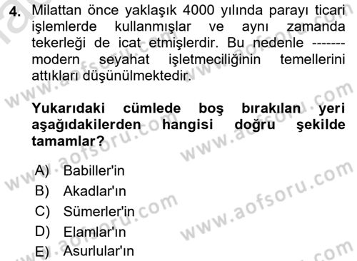 Turizm Sosyolojisi Dersi 2021 - 2022 Yılı (Final) Dönem Sonu Sınav Soruları 4. Soru