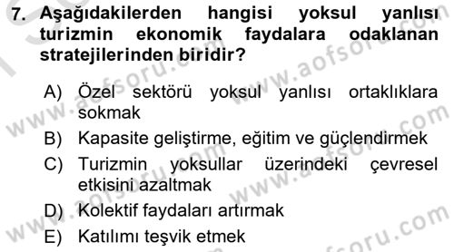 Turizm Sosyolojisi Dersi 2021 - 2022 Yılı (Final) Dönem Sonu Sınav Soruları 7. Soru