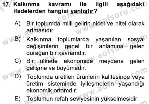 Turizm Sosyolojisi Dersi 2021 - 2022 Yılı Yaz Okulu Sınav Soruları 17. Soru
