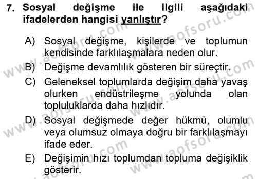 Turizm Sosyolojisi Dersi 2021 - 2022 Yılı Yaz Okulu Sınav Soruları 7. Soru