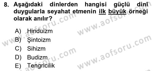 Turizm Sosyolojisi Dersi 2021 - 2022 Yılı Yaz Okulu Sınav Soruları 8. Soru