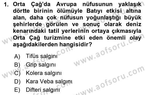 Turizm Sosyolojisi Dersi 2022 - 2023 Yılı (Vize) Ara Sınav Soruları 1. Soru