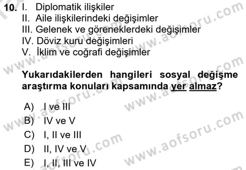 Turizm Sosyolojisi Dersi Ara Sınavı Deneme Sınav Soruları 10. Soru