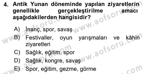 Turizm Sosyolojisi Dersi Ara Sınavı Deneme Sınav Soruları 4. Soru