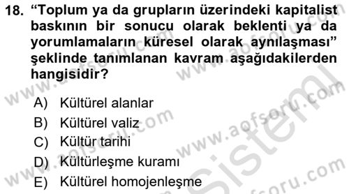 Turizm Sosyolojisi Dersi 2022 - 2023 Yılı (Final) Dönem Sonu Sınav Soruları 18. Soru