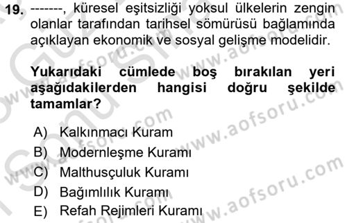Turizm Sosyolojisi Dersi 2022 - 2023 Yılı (Final) Dönem Sonu Sınav Soruları 19. Soru
