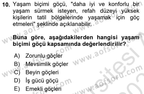 Turizm Sosyolojisi Dersi 2022 - 2023 Yılı Yaz Okulu Sınav Soruları 10. Soru