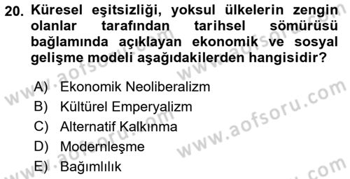 Turizm Sosyolojisi Dersi 2022 - 2023 Yılı Yaz Okulu Sınav Soruları 20. Soru