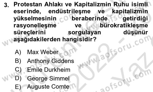 Turizm Sosyolojisi Dersi 2022 - 2023 Yılı Yaz Okulu Sınav Soruları 3. Soru