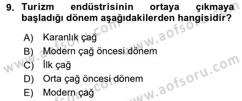Turizm Sosyolojisi Dersi 2022 - 2023 Yılı Yaz Okulu Sınav Soruları 9. Soru