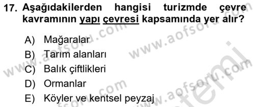Turizm Sosyolojisi Dersi 2023 - 2024 Yılı (Vize) Ara Sınav Soruları 17. Soru