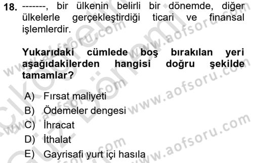 Turizm Sosyolojisi Dersi 2023 - 2024 Yılı (Vize) Ara Sınav Soruları 18. Soru