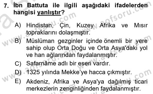 Turizm Sosyolojisi Dersi 2023 - 2024 Yılı (Vize) Ara Sınav Soruları 7. Soru