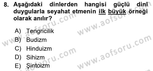 Turizm Sosyolojisi Dersi 2023 - 2024 Yılı (Vize) Ara Sınav Soruları 8. Soru