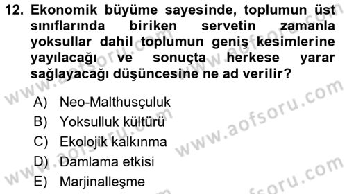 Turizm Sosyolojisi Dersi 2023 - 2024 Yılı (Final) Dönem Sonu Sınav Soruları 12. Soru