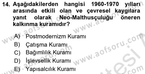 Turizm Sosyolojisi Dersi 2023 - 2024 Yılı (Final) Dönem Sonu Sınav Soruları 14. Soru