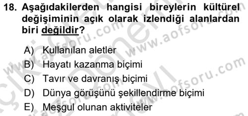 Turizm Sosyolojisi Dersi 2023 - 2024 Yılı (Final) Dönem Sonu Sınav Soruları 18. Soru