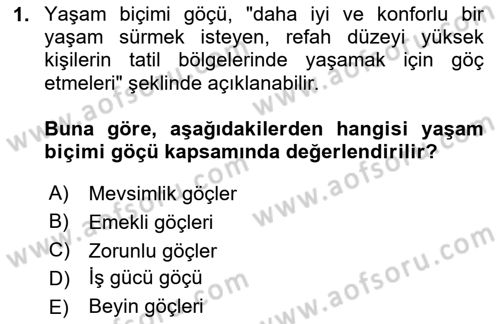 Turizm Sosyolojisi Dersi 2023 - 2024 Yılı Yaz Okulu Sınav Soruları 1. Soru