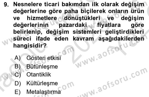 Turizm Sosyolojisi Dersi 2023 - 2024 Yılı Yaz Okulu Sınav Soruları 9. Soru