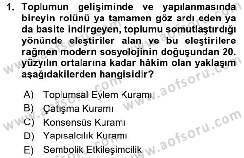 Turizm Sosyolojisi Dersi Ara Sınavı Deneme Sınav Soruları 1. Soru