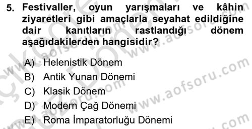 Turizm Sosyolojisi Dersi Ara Sınavı Deneme Sınav Soruları 5. Soru